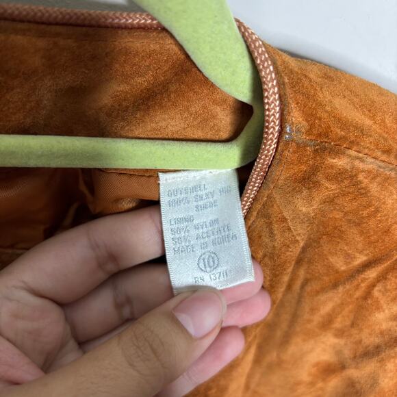 Lord & Taylor Camel Vintage Suede Leather Jacket Sz 10 - Picture 7 of 15